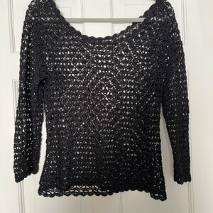 Elegant Black Crochet Sweater